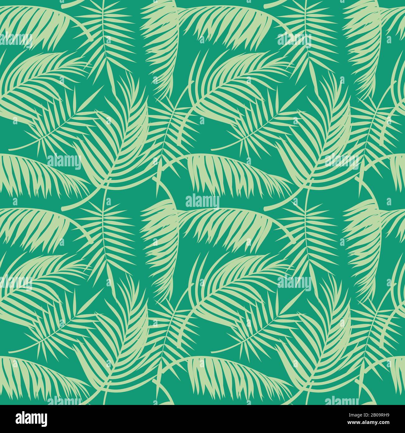 Vector Beach nahtloses Muster mit tropischen Palmenblättern. Hintergrund mit Baumpalme, Illustration exotischer Dschungelbaum Stock Vektor