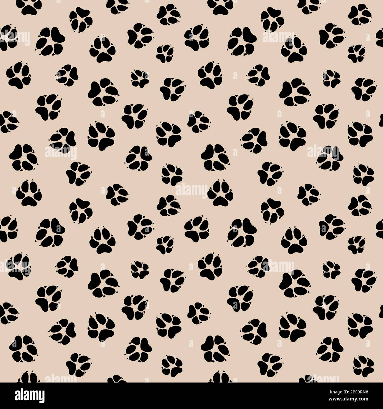 Vector Seamless Muster mit schmutzigen Hund- oder Wolfspausen Fußabdrücken. Hintergrund mit Hundepfote, Abbildung des Musters mit Tierpfote Stock Vektor