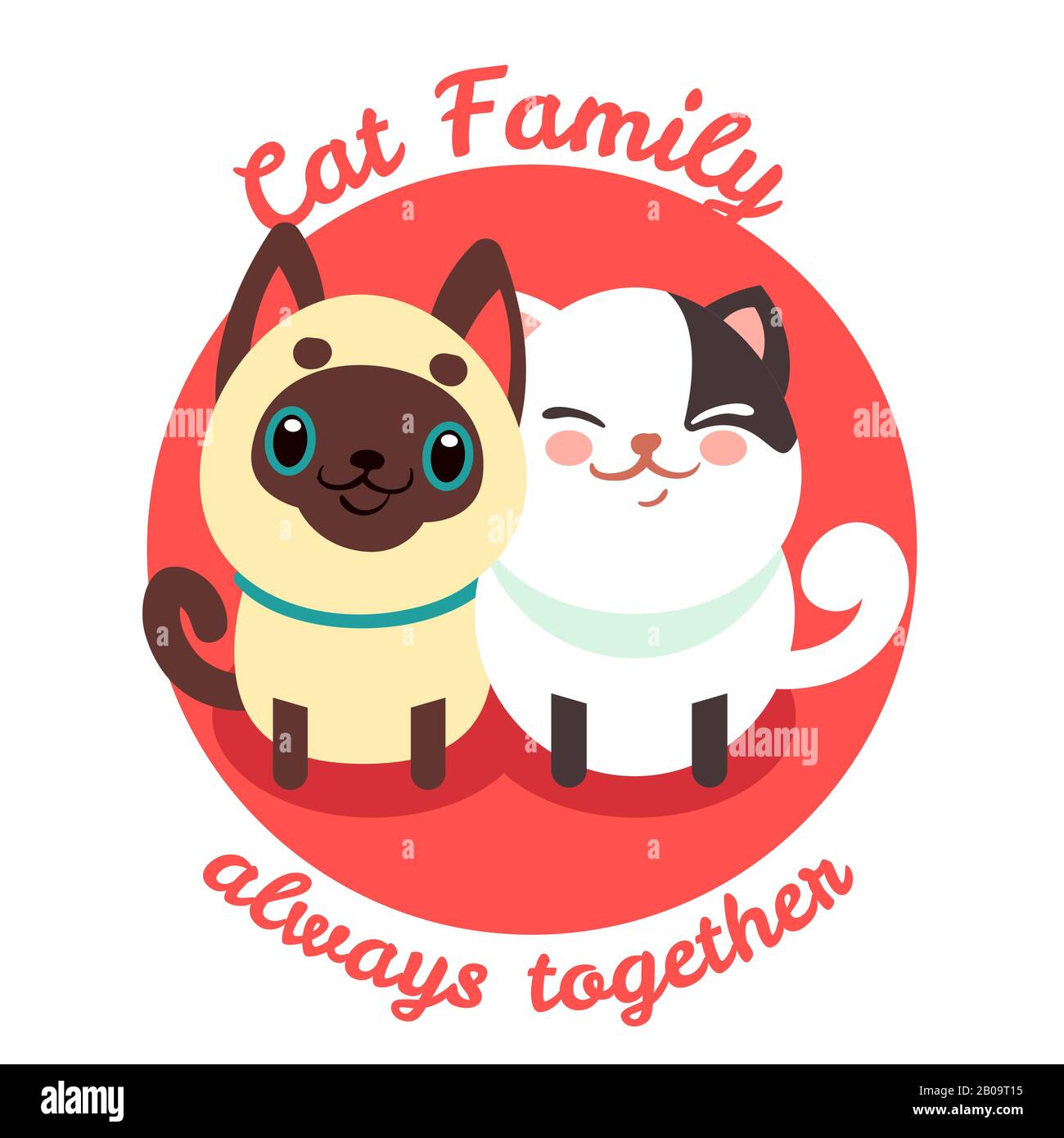 Niedliche Katze, Vektorhintergrund für Pusycat. Katzen-Familie, glückliches Paar Katzen Illustration Stock Vektor