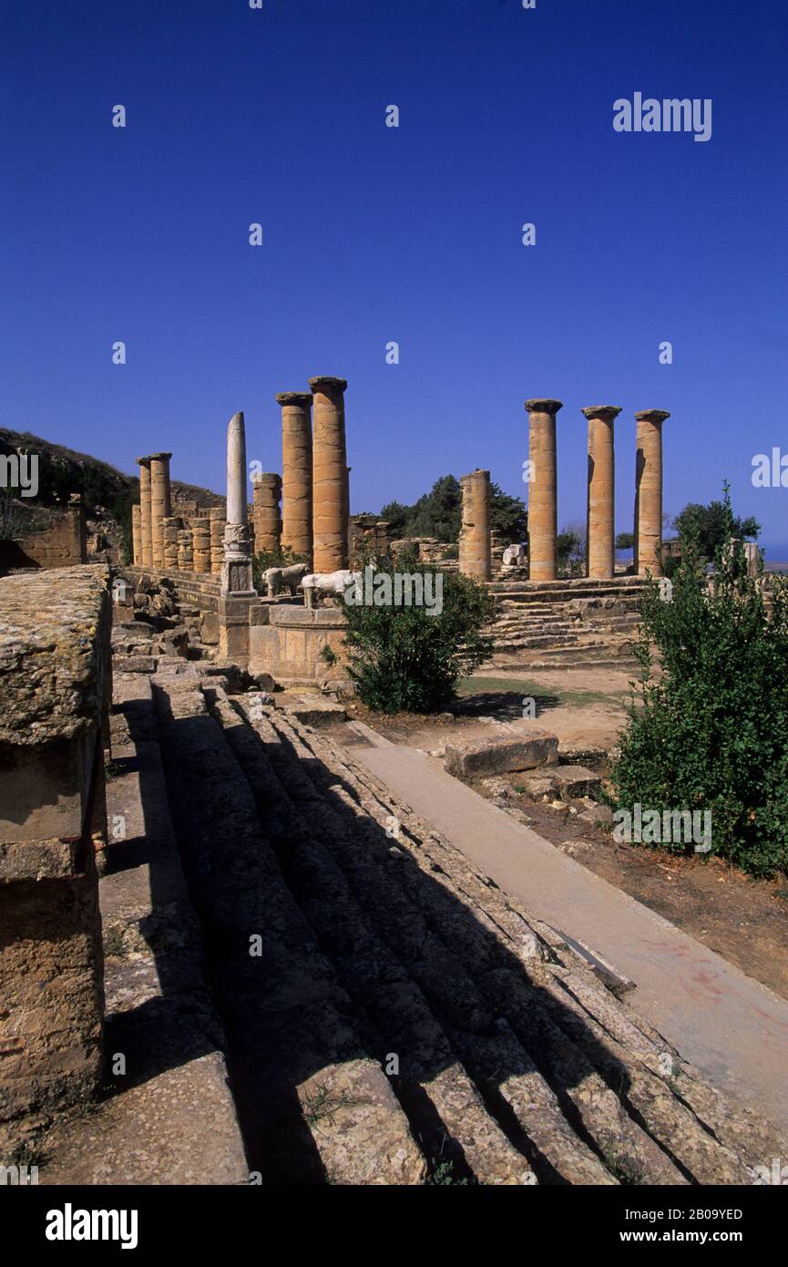 LIBYEN, IN DER NÄHE VON BENGASI, KYRENE, TEMPEL DES APOLLO Stockfoto