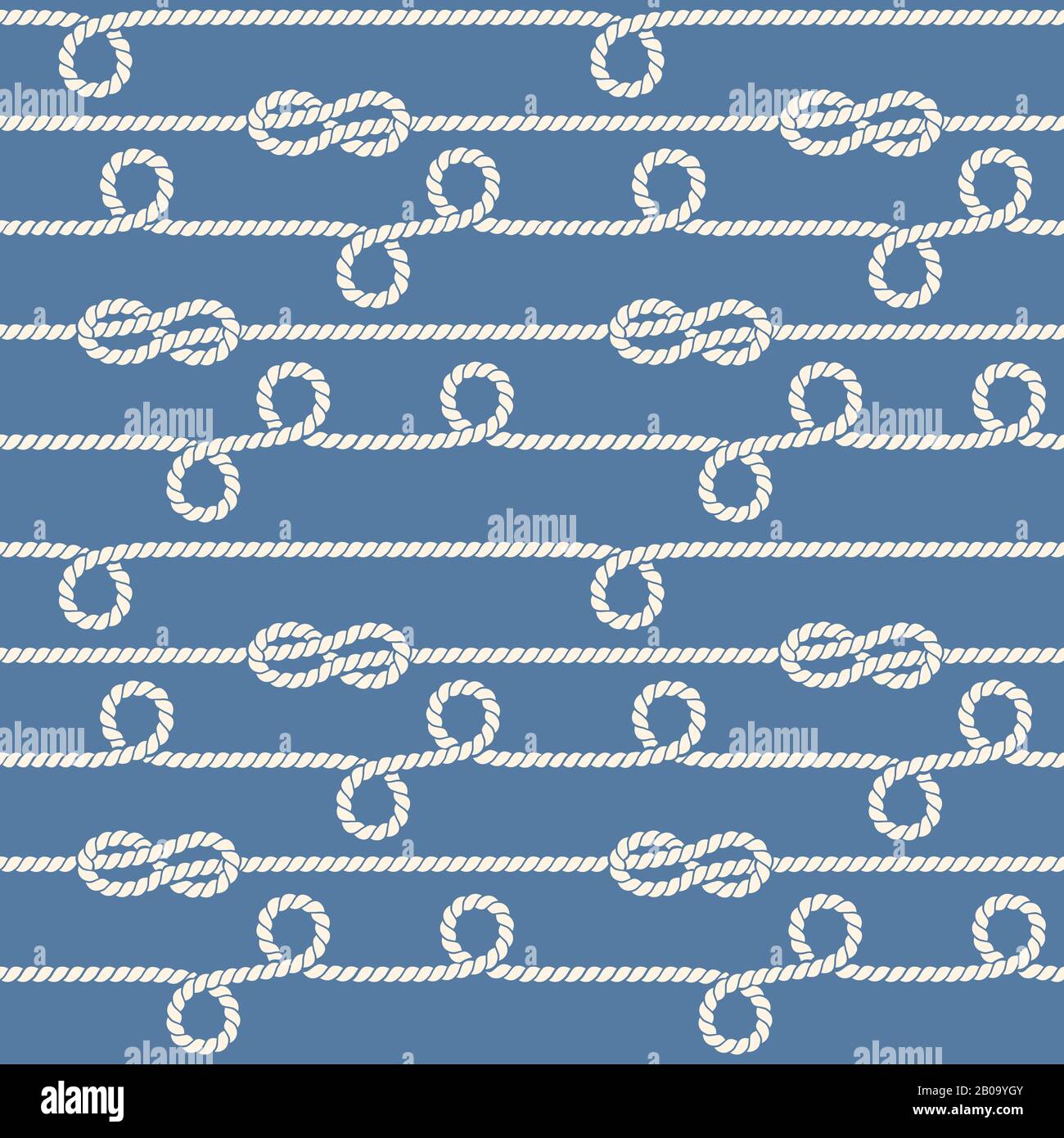 Nautische Seile und Knoten Vektor nahtloses Muster. Abbildung des Hintergrunds mit Schlaufenseil Stock Vektor