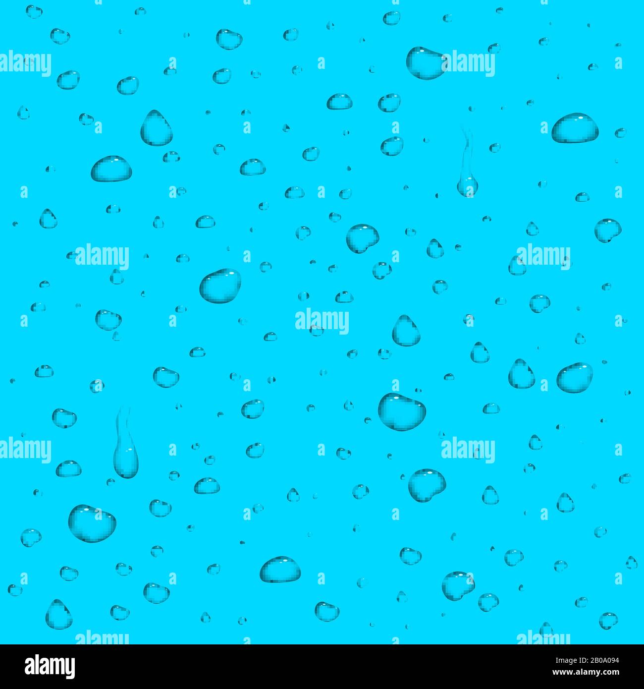Realistisches Vektorwasser lässt den blauen Hintergrund fallen. Abbildung: Flüssigaqua-Tröpfchen Stock Vektor