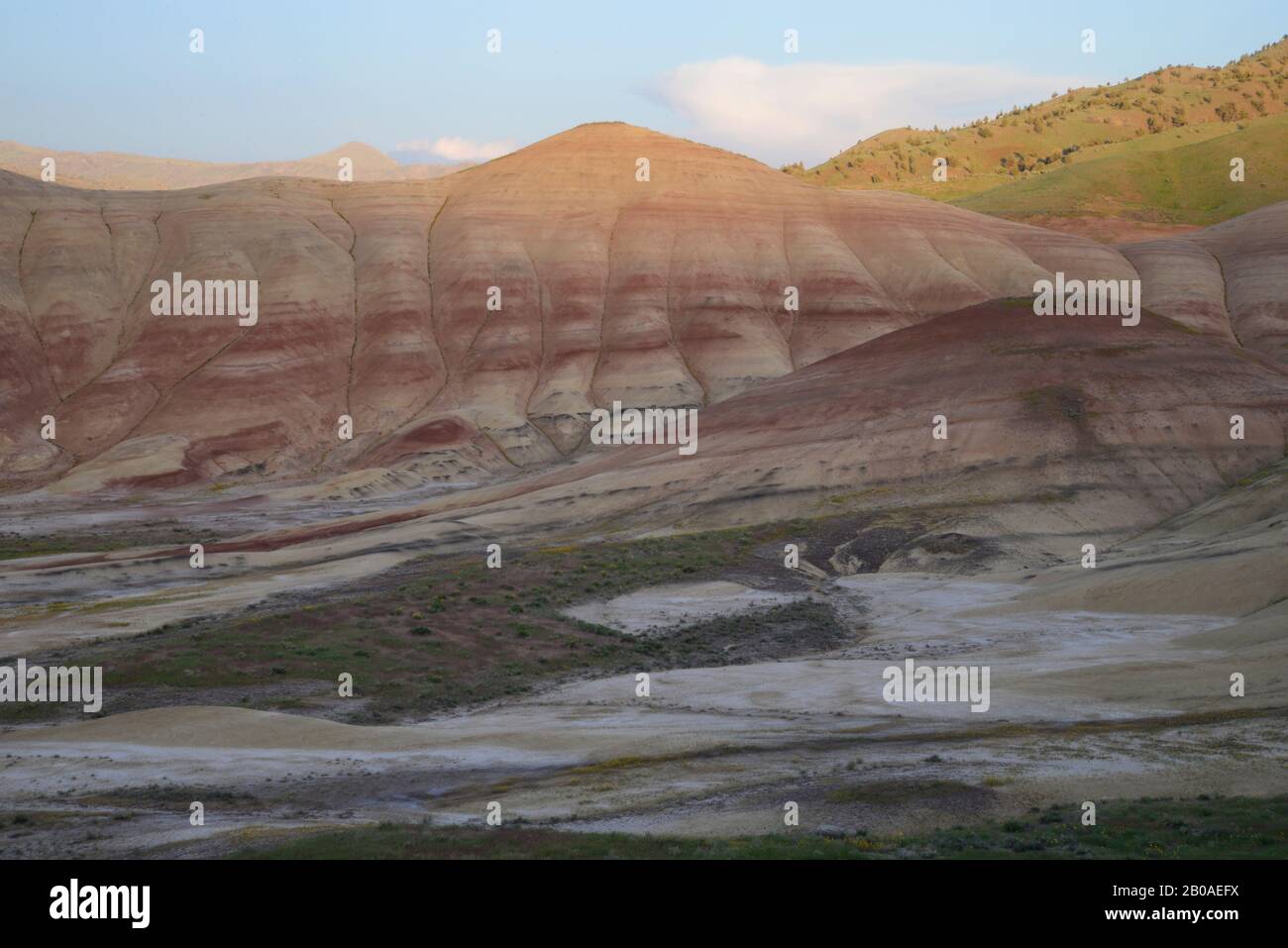 Letztes Licht auf bemalten Hügeln im John Day Fossil Beds National Monument. Stockfoto