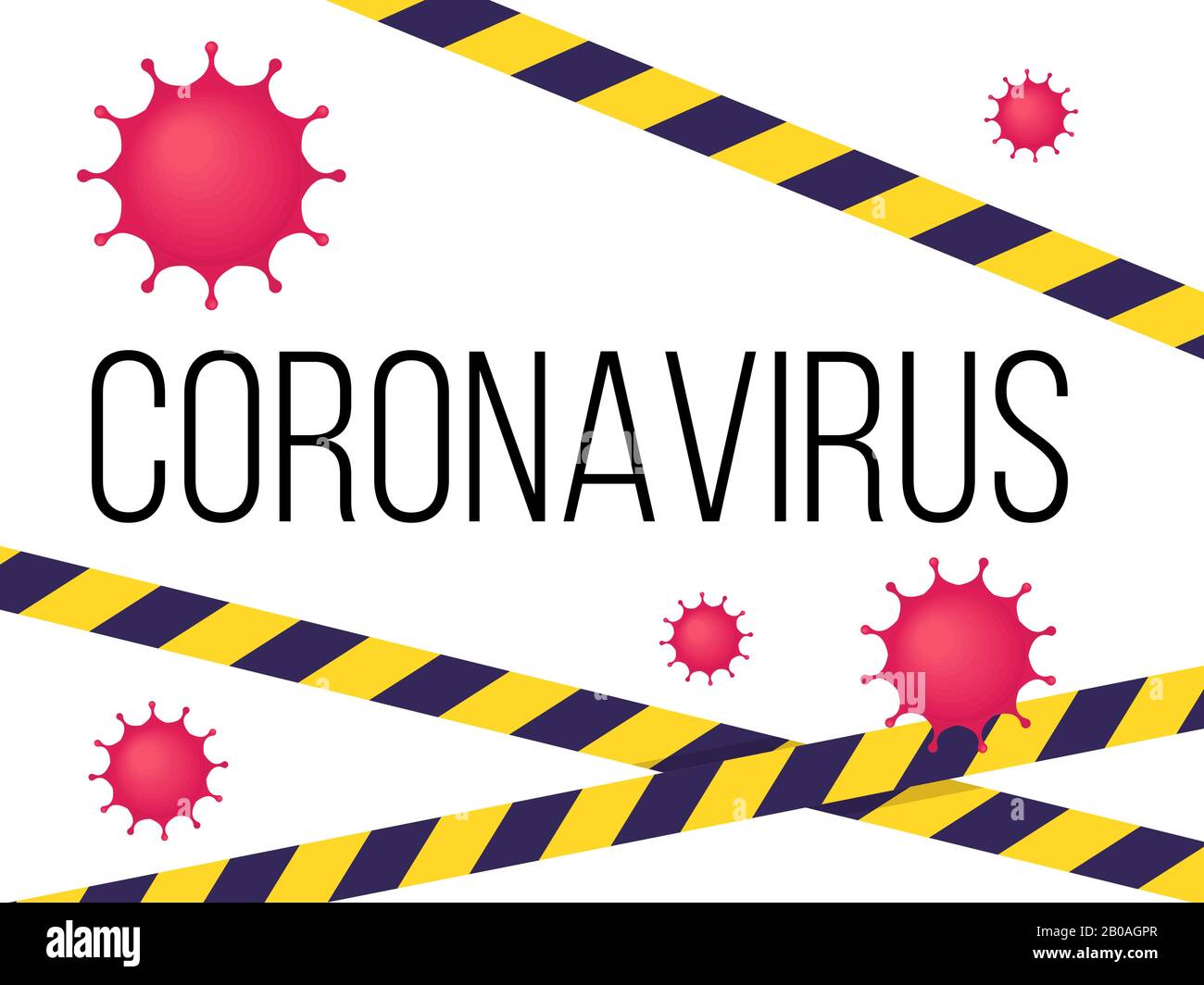 Banner mit Coronavirus. Pandemiekonzept stoppen. Kann als Flyer, Poster oder Ausdruck verwendet werden. Flat Cartoon Illustration isoliert auf weißem Hintergrund in Cartoon Stock Vektor