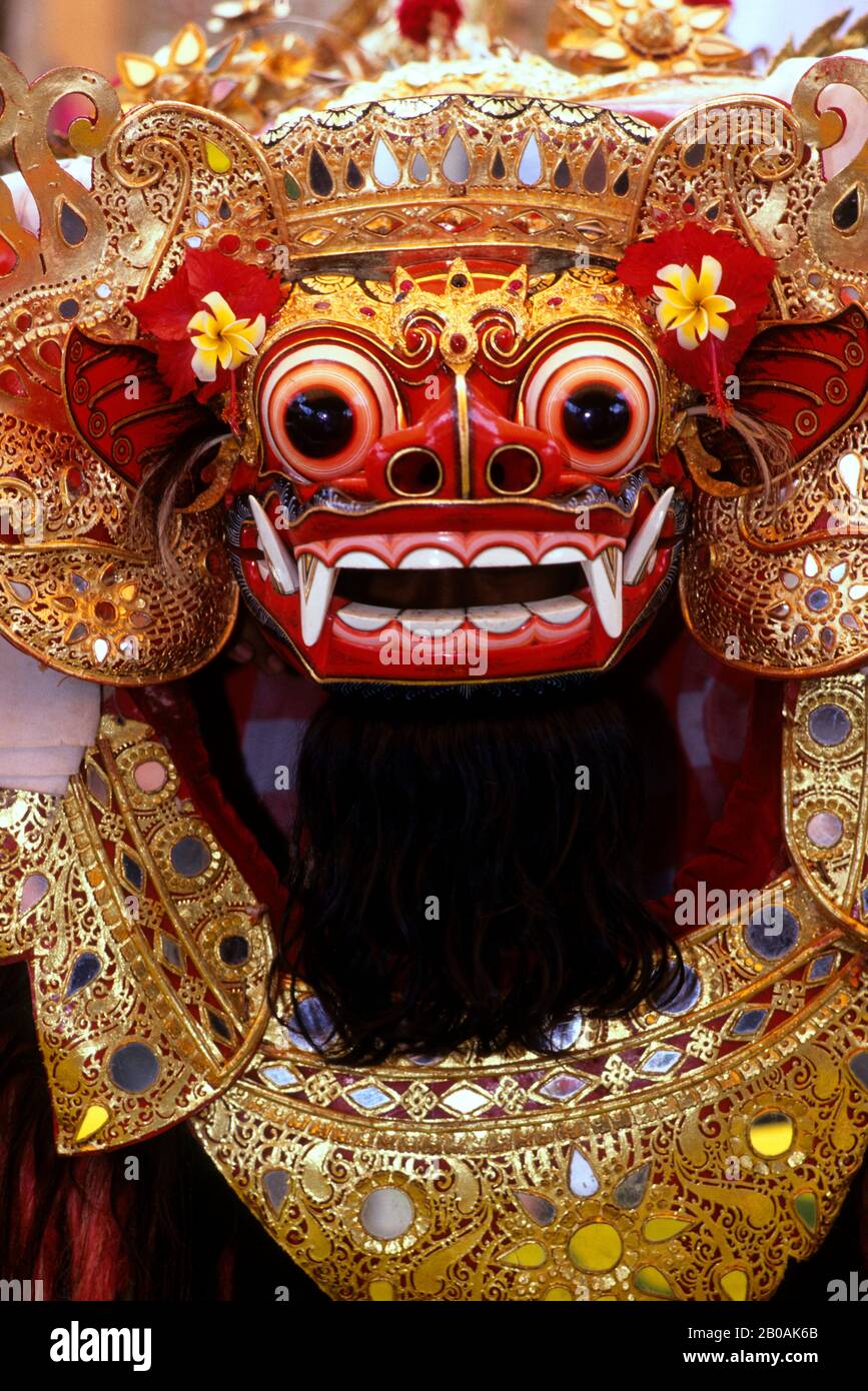 INDONESIEN, BALI, BARONG-TANZ, BARONG-MASKE Stockfoto