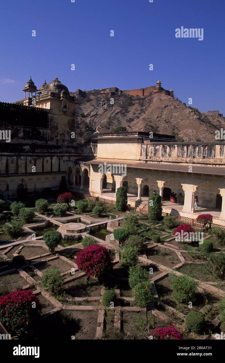 INDIEN, JAIPUR, AMBER FORT, PALACE GARDEN Stockfoto