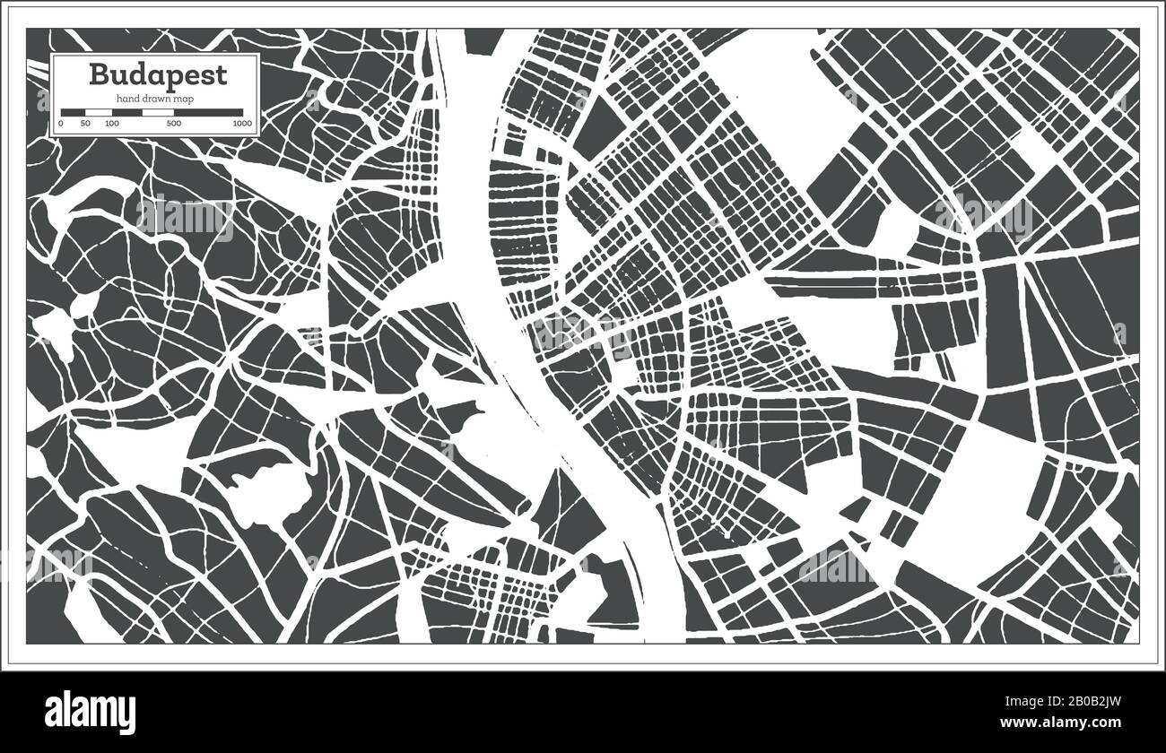 Budapest Ungarn Stadtplan im Retro Stil. Übersicht. Vektorgrafiken. Stock Vektor