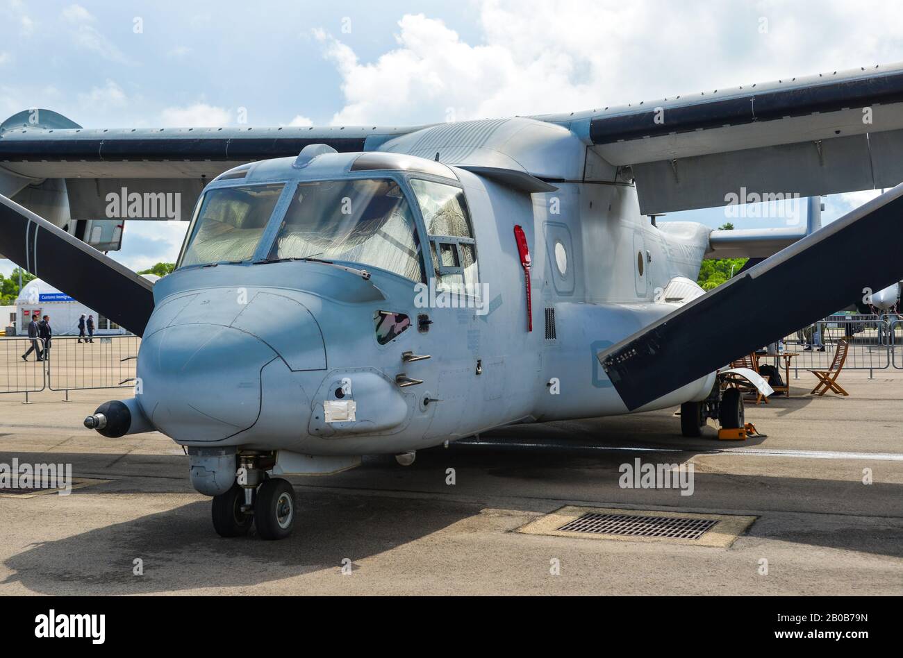 Singapur - 12. Februar 2020. Bell Boeing V-22 Osprey vom US Marine Corps zur Anzeige in Changi, Singapur. Die Verteidigungskosten steigen, insbesondere im Eas Stockfoto