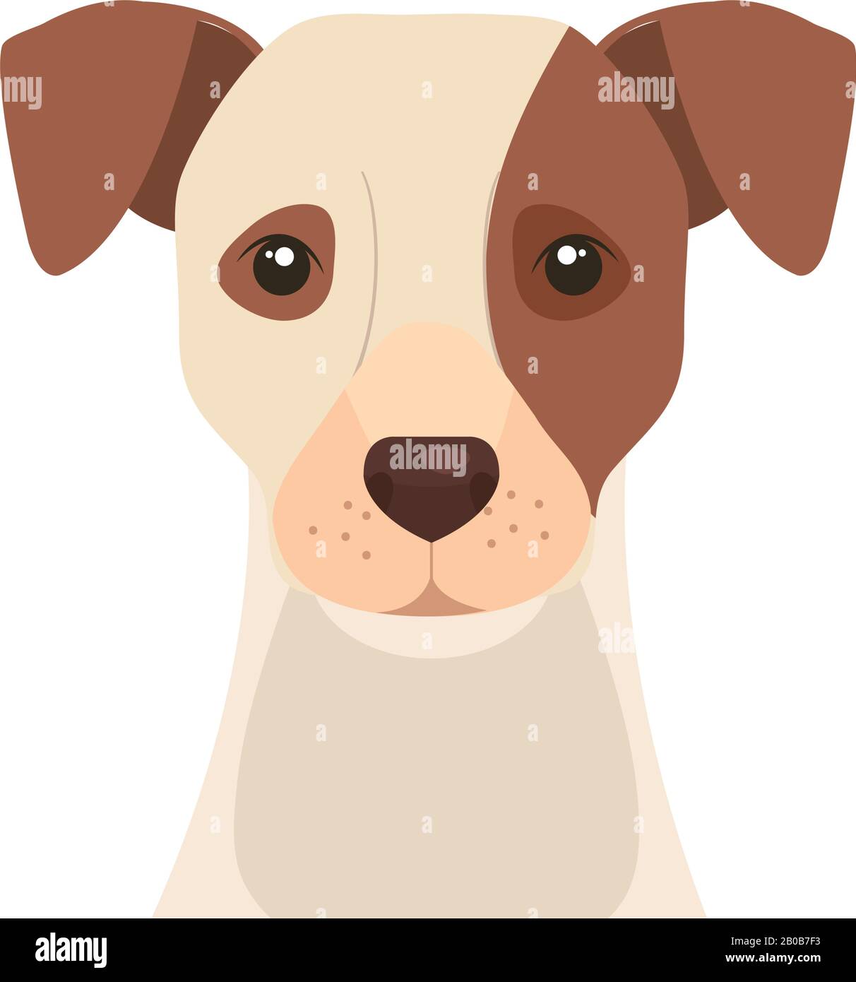Gesicht des weißen Hundes mit braunem Fleck Stock Vektor