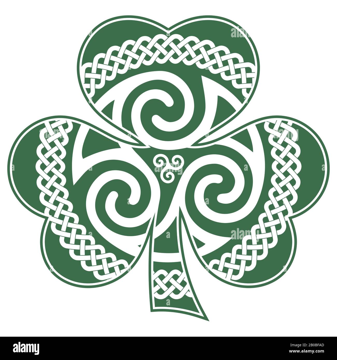 Irisch-keltisches Design im Vintage-Stil, Retro-Stil, Kleeblatt im Celtic-Stil. Irisches Symbol für das fest von St. Patrick Stock Vektor