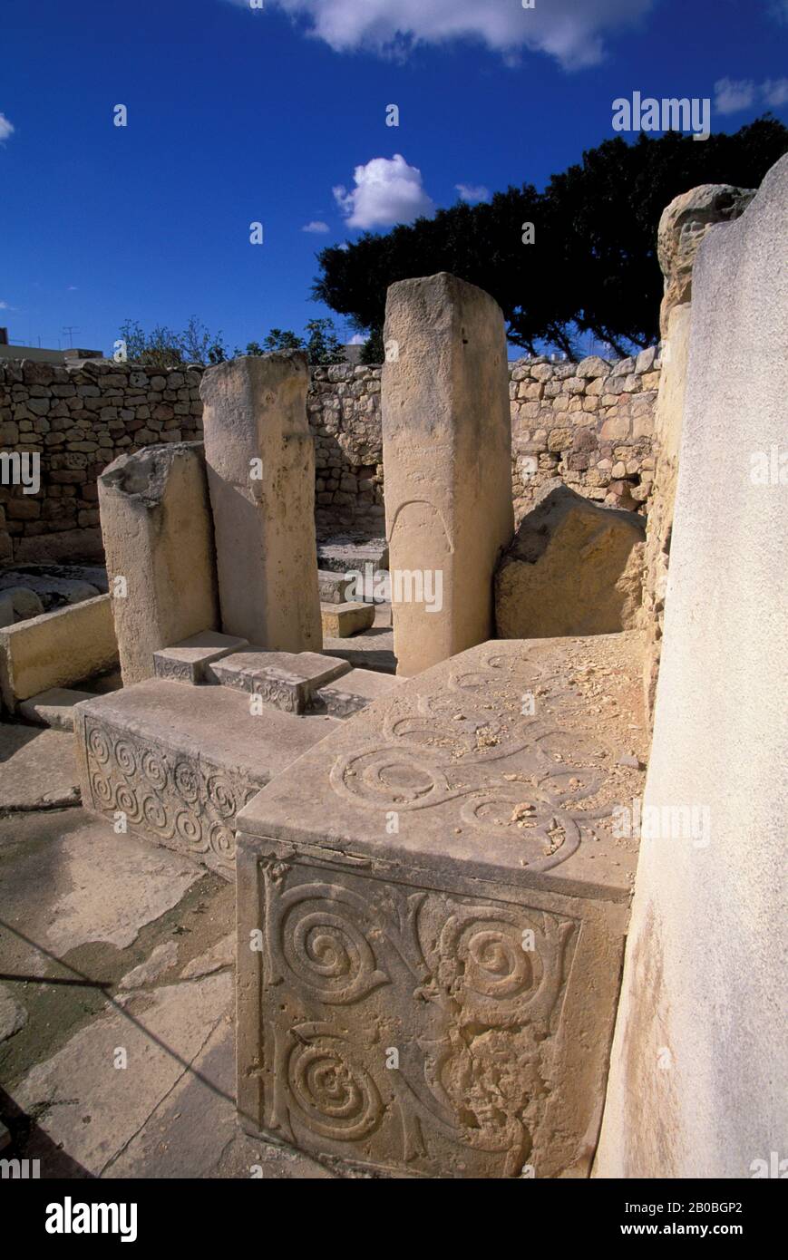 MALTA, TARXIEN TEMPEL, MEGALITHTEMPEL VON TARXIEN, 2500 V. CHR. Stockfoto