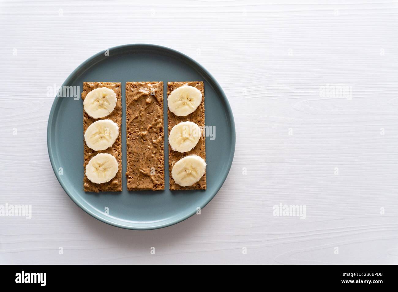 Erdnussbutter Toast mit Banane Stockfoto