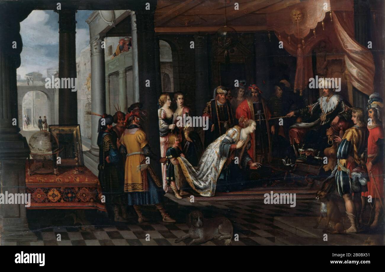 Frans Francken der Jüngere, Esther vor Ahasueras, n.d., Öl auf Platte, 20 13 / 16 Zoll X 31 1/2 Zoll (52,86 x 80,01 cm Stockfoto