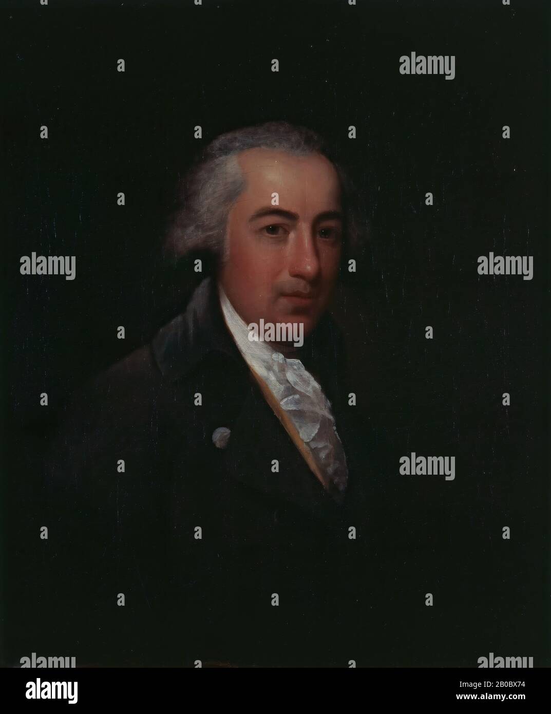 Gilbert Stuart, Porträt von James Bowdoin III, ca. 1806-1812, Öl auf Leinwand, 29 7/8 Zoll x 24 3/4 Zoll (75,88 x 62,87 cm), Der Sohn des zweiten Gouverneurs von Massachusetts, James Bowdoin III, engagierte sich ebenfalls in der Politik und saß in der Legislative des Staates Massachusetts. Zunehmend an Bildung interessiert, stattete er das Bowdoin College zu Ehren seines Vaters aus. Thomas Jefferson berief Bowdoin zum Bevollmächtigten für Minister an den spanischen Gerichtshof im Jahr 1804, was ihn dazu veranlasste, dieses Porträt von Gilbert Stuart zusammen mit Gleichaltrigen seiner Frau und des Präsidenten und Staatssekretärs in auftrag zu geben. Fällig Stockfoto