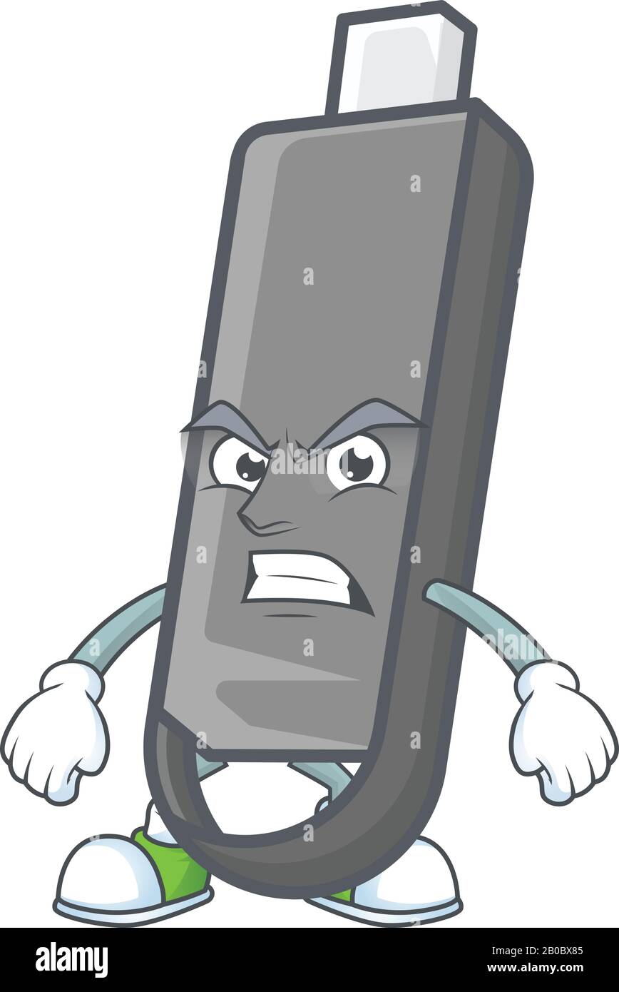 Cartoon-Charakter der Flashdisk mit wütenden Gesicht Stock Vektor