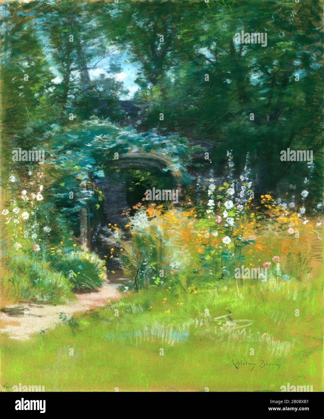 John Appleton Brown, Old Fashioned Garden, CA. In Pastell auf der Pappe, 21 15/16 Zoll x 18 Zoll (55,72 x 45,72 cm Stockfoto