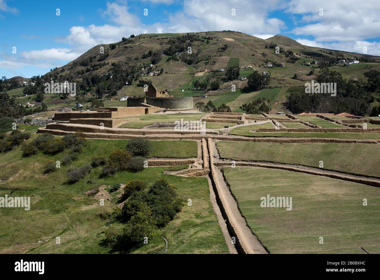 In Ingapirca wurden die Überreste einer Inka-Festung, eines Lagerhauses und des Sonnentempels auf den Ruinen der Cañari-Kultur in Ecuador errichtet. Stockfoto