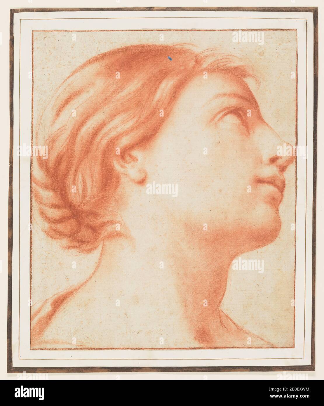 Unbekannte Künstlerin, Leiterin einer Frau, 1600-1700, rote Kreide auf Papier, 10 15/16 Zoll x 9 1/8 Zoll (27,8 cm x 23,2 cm.) Stockfoto