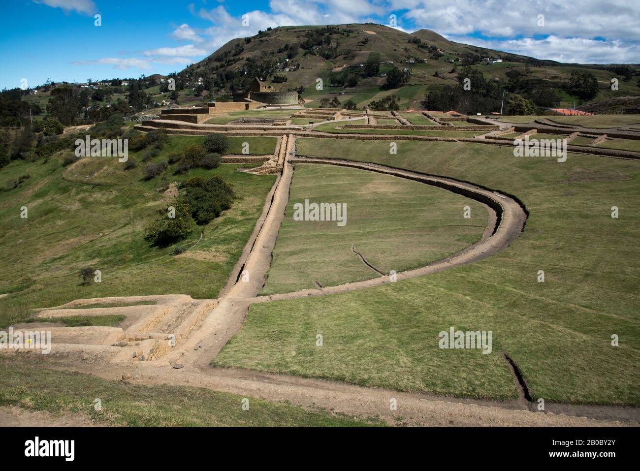 In Ingapirca wurden die Überreste einer Inka-Festung, eines Lagerhauses und des Sonnentempels auf den Ruinen der Cañari-Kultur in Ecuador errichtet. Stockfoto