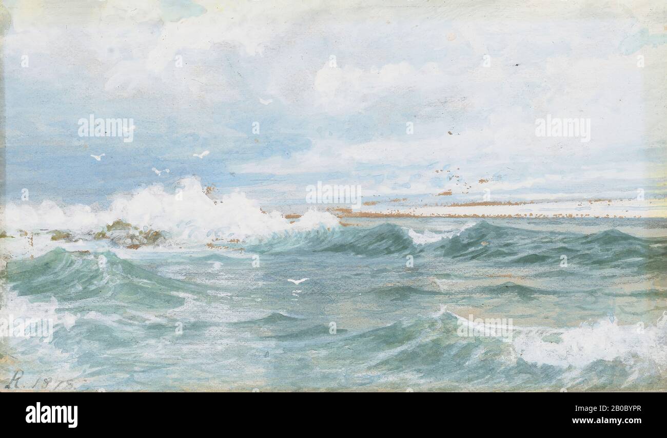 William Trost Richards, Marine View, 1878, Gouache on off-White Wove paper, 3 1/4 in. X 5 1/2 in. (8,26 x 13,97 cm Stockfoto