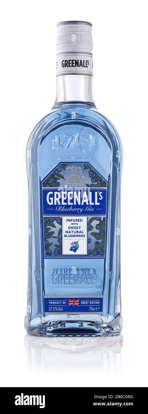 Eine Flasche Greenalls Blueberry Gin Stockfoto