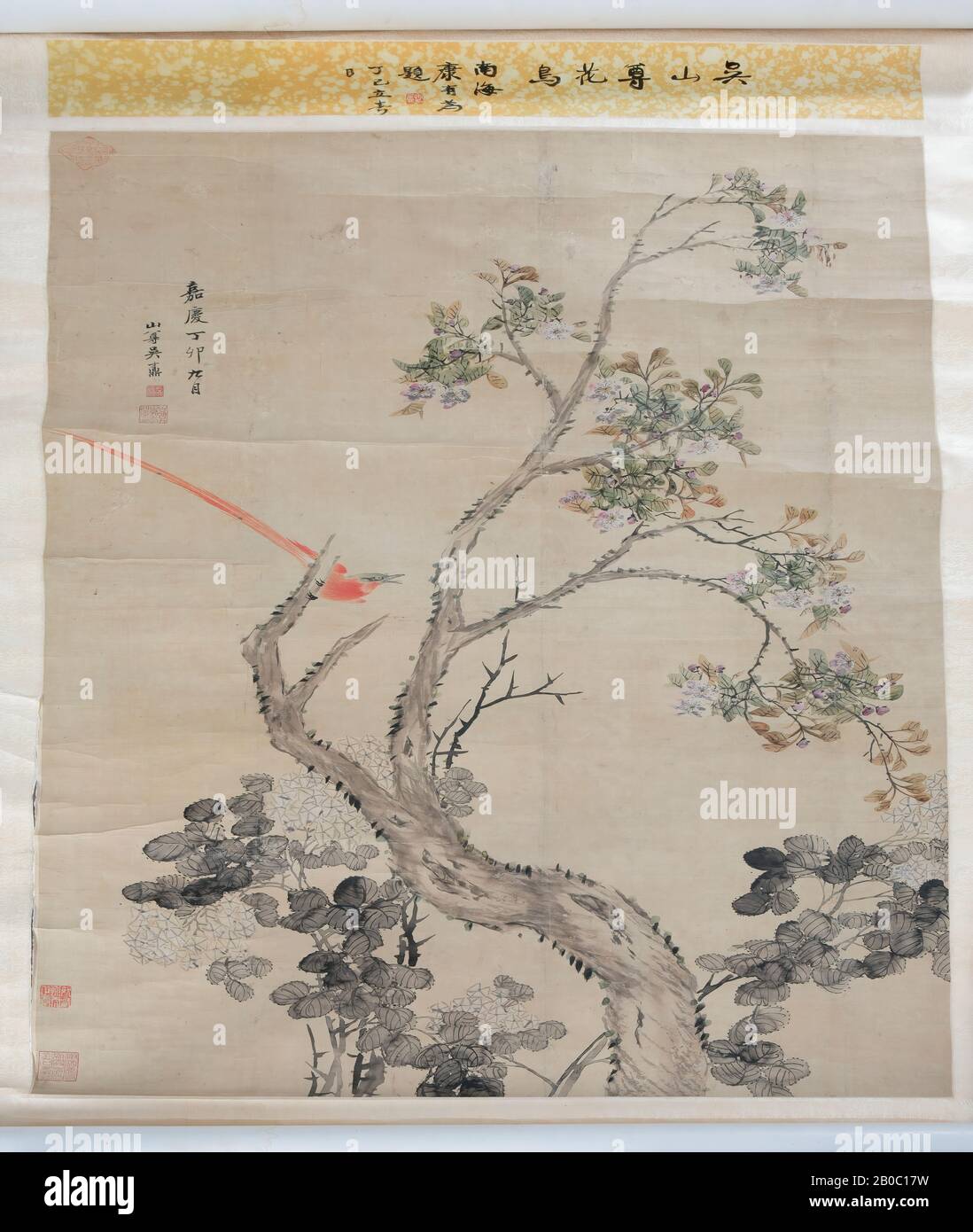 Tsun Shan Wo, Bird and Blossoms, 1801, Aquarell auf Papier Stockfoto