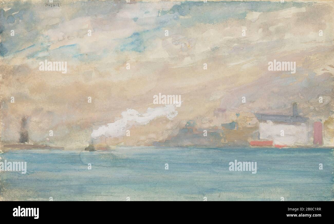 Ernest Haskell, New York Harbour, ca. 1923, Gouache auf Künstlerbrett, 4 3/8 Zoll X 7 3/16 Zoll (11.11 x 18.3 cm Stockfoto