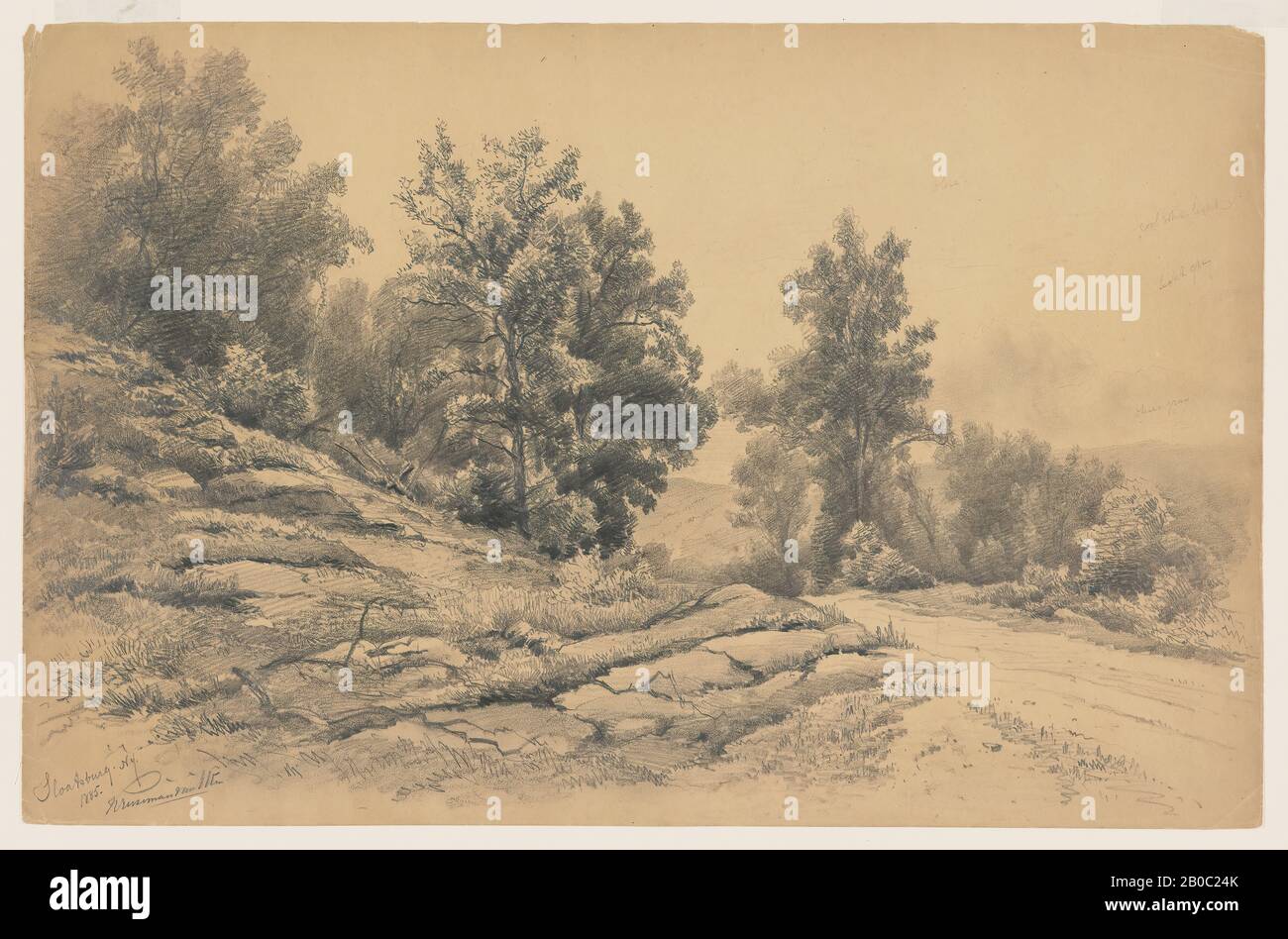 Hendrik Dirk Kruseman van Elten, Sloatsburg, New York, 1885, Graphit auf braunem Taubenpapier, 12 11/16 Zoll x 19 5/8 Zoll (32,23 x 49,85 cm Stockfoto