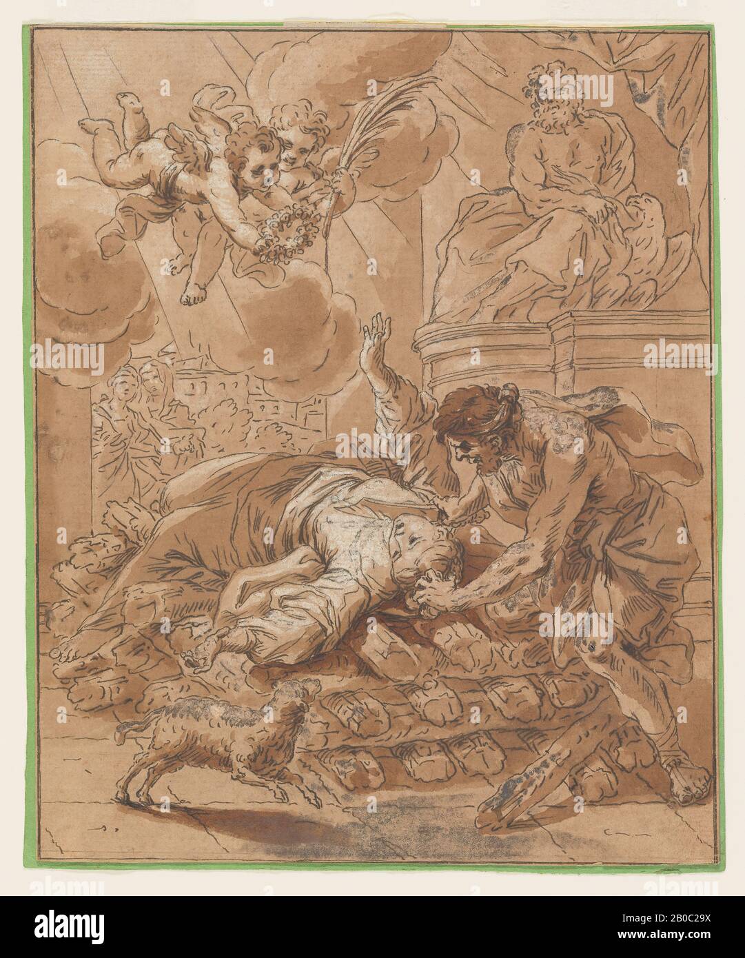 Unbekannter Künstler, Martyrium der Heiligen Agnes (?), n.d., Stift und braune Tinte mit Waschgang auf Papier, 8 7/8 Zoll x 7 1/4 Zoll (22,5 cm x 18,4 cm.) Stockfoto