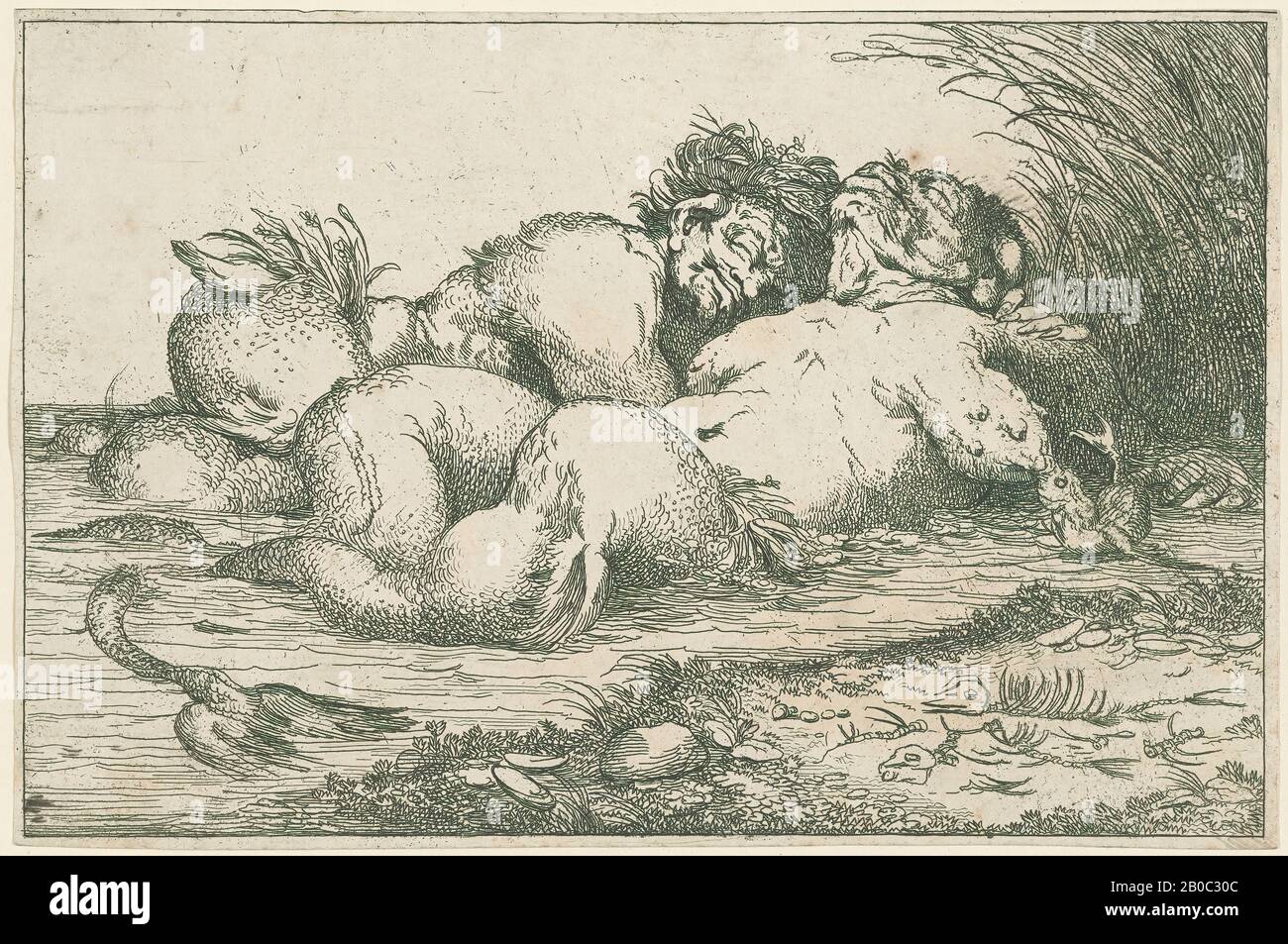 John Hamilton Mortimer, Sleeping Monsters, n.d., Radierung auf Papier, 5 9/16 Zoll x 8 1/2 Zoll (14,2 cm x 21,6 cm.) Stockfoto