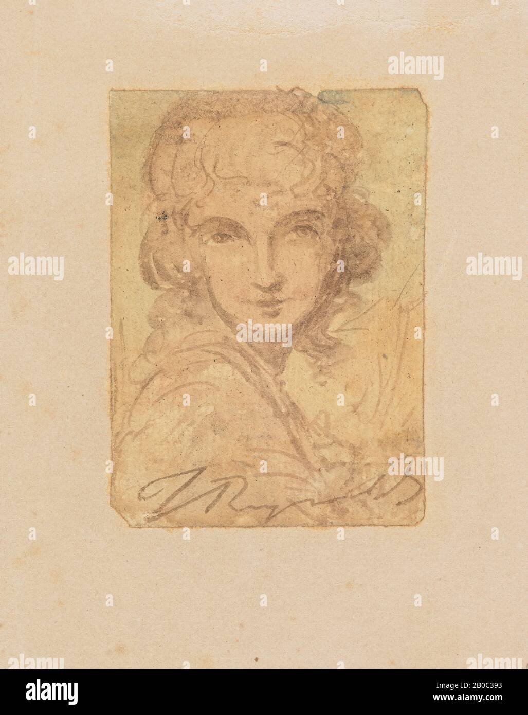 Joshua Reynolds, ohne Titel (Portrait of a Girl), n.d., Aquarell auf Papier, 5 7/16 Zoll x 4 1/8 Zoll (13,81 cm x 10,48 cm Stockfoto