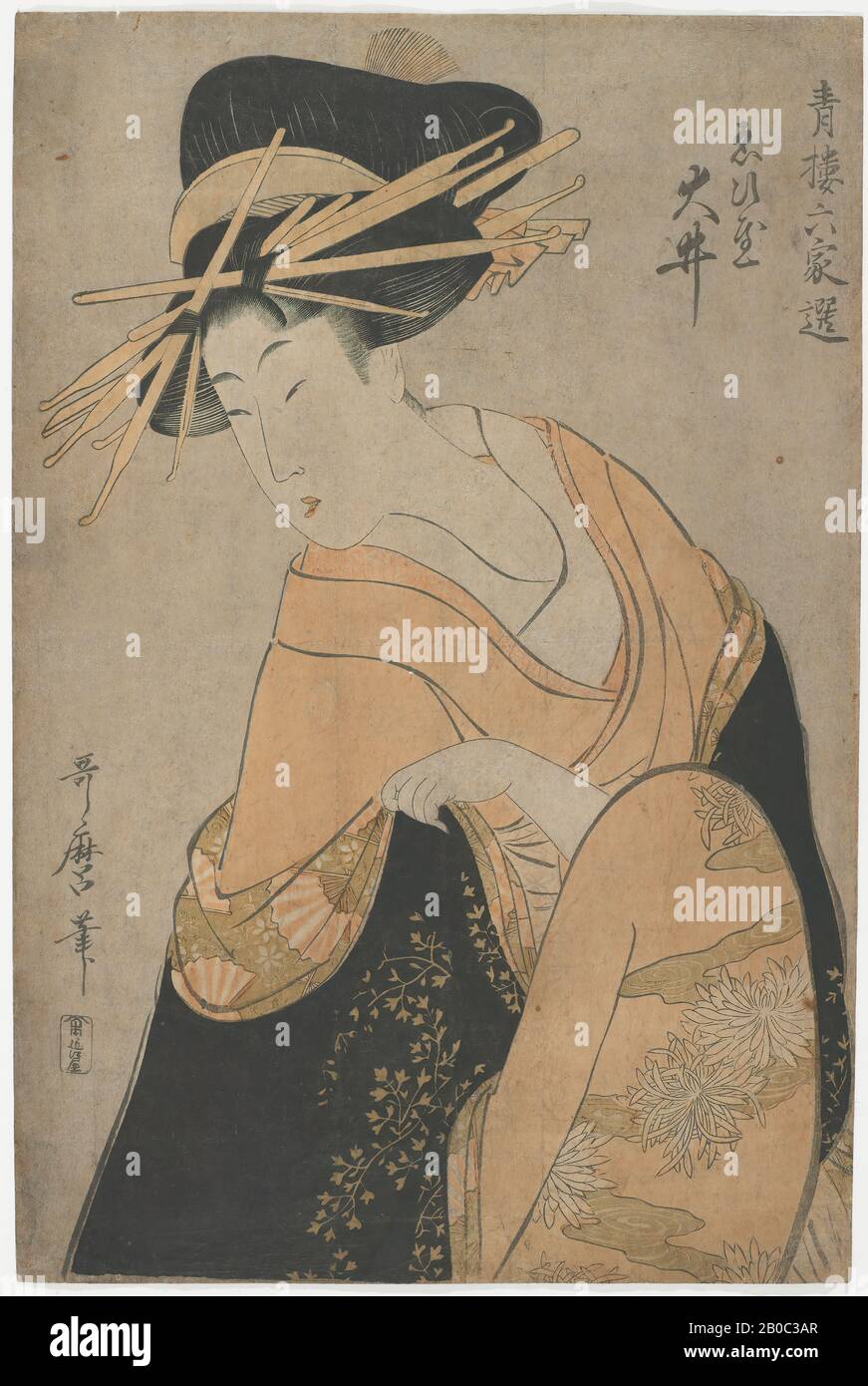 Kitagawa Utamaro, Porträt einer Frau, d. H. Farbholzblock auf Papier, 15 Zoll x 10 Zoll (38,1 x 25,4 cm Stockfoto