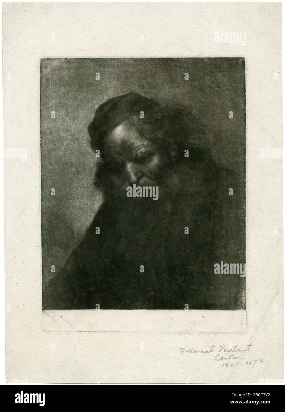 Bernard (Leiton) Vaillant, Leiter eines Alten Mannes, n.d., Mezzotint auf cremefarbenes Papier, 11 3/16 Zoll x 8 3/16 Zoll (28,42 x 20,8 cm Stockfoto