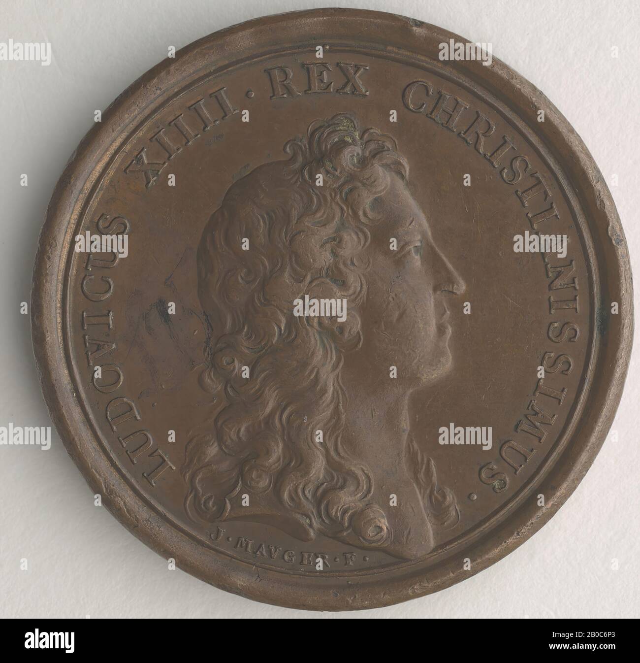 Jean Mauger, Louis XVI (1638-1715), Empfang der Königin von Schweden 1656, ca. 1723, Bronze, 1 5/8 Zoll (4,1 cm.) Stockfoto