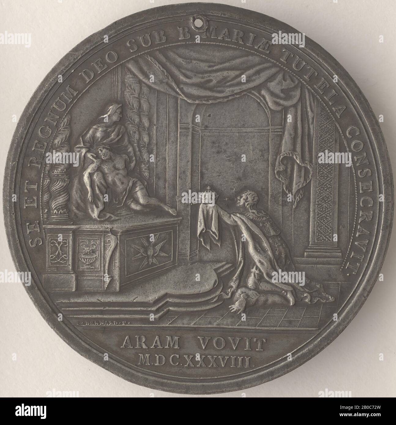 Thomas Bernard, Das Gelübde der Louis XIII Medal, 1610, Pewter, 2 11/16 in. (7 cm Stockfoto