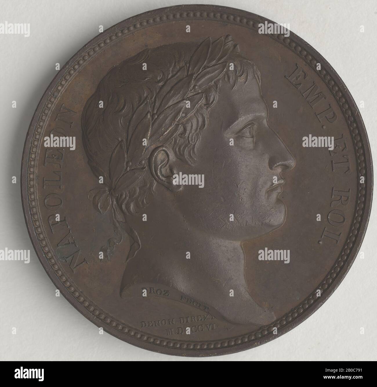 Jean Pierre Droz, Napoleon Bonaparte (1769-1821), 1806, Bronze, 1 9/16 Zoll. (4 cm.) Stockfoto