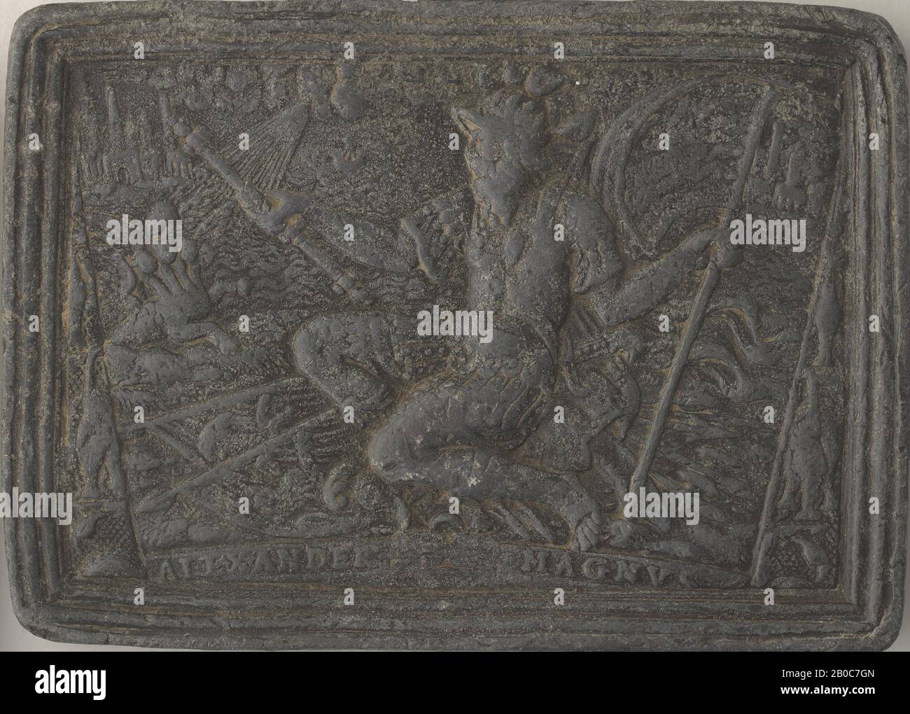 Unbekannter Künstler, Alexander der Große, n.d., Blei, 2 13 / 16 Zoll x 3 15/16 Zoll (7,1 cm x 10 cm) Stockfoto