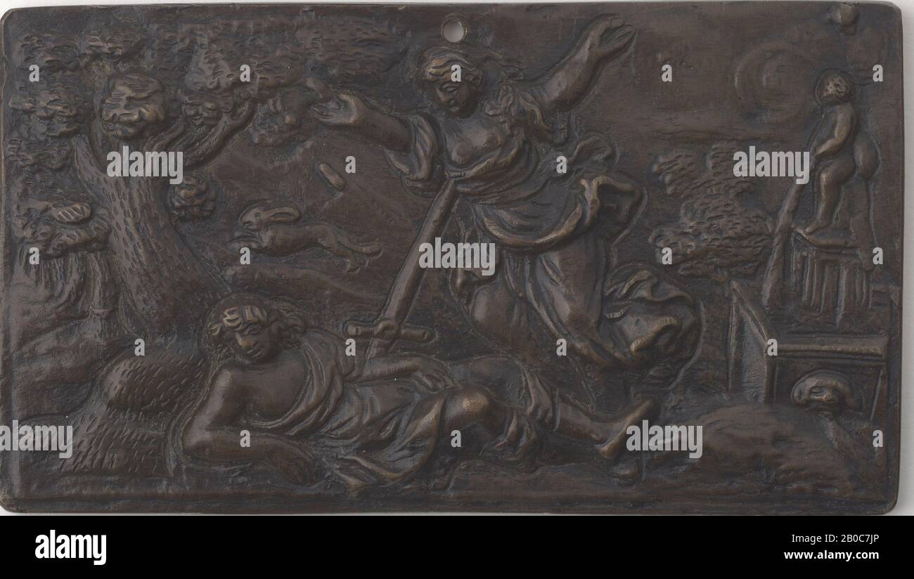 Unbekannter Künstler, Pyramus und Thisbe Plaquette, 1600-1625, Bronze, 2 13-16 Zoll X 4 15/16 Zoll (7,1 cm x 12,5 cm) Stockfoto