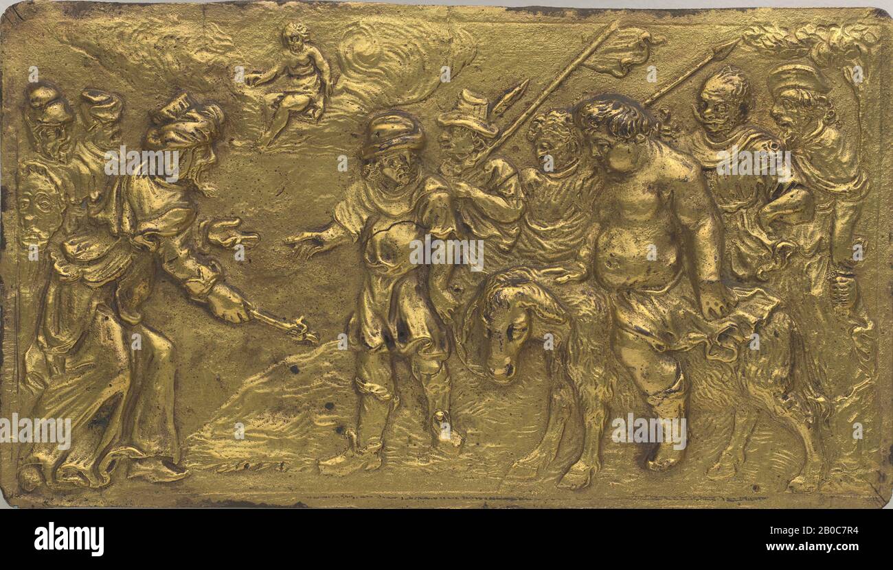 Unbekannter Künstler, König Midas Erhält Silenus, n.d., Bronze, Vergoldung, 2 13 / 16 Zoll x 5 Zoll. (7,1 cm x 12,7 cm) Stockfoto