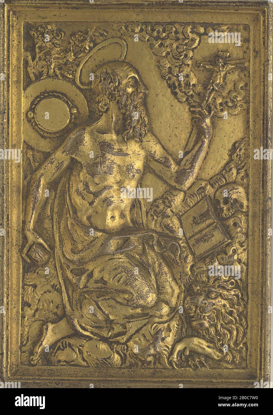 Unbekannter Künstler, Heiliger Jerome, n.d., Bronze, Vergoldung, 4 1/16 Zoll x 2 13 / 16 Zoll (10,3 cm x 7,2 cm) Stockfoto