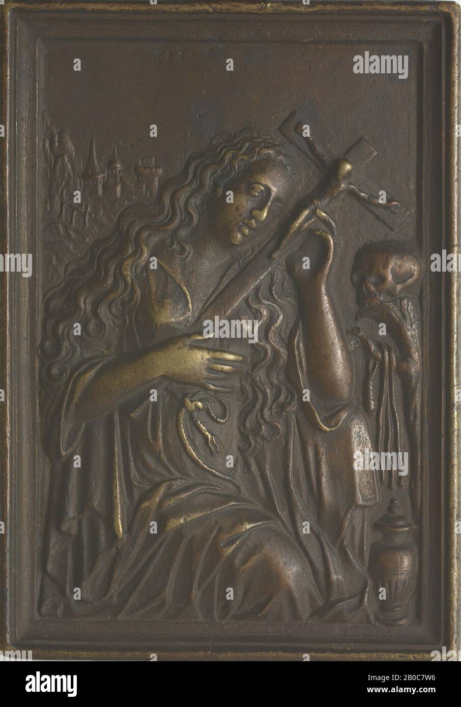 Unbekannter Künstler, Die Repentante Plaquette aus der Zeit um 1600, Bronze, 4 1/16 Zoll x 2 3/4 Zoll. (10,3 cm x 7 cm) Stockfoto