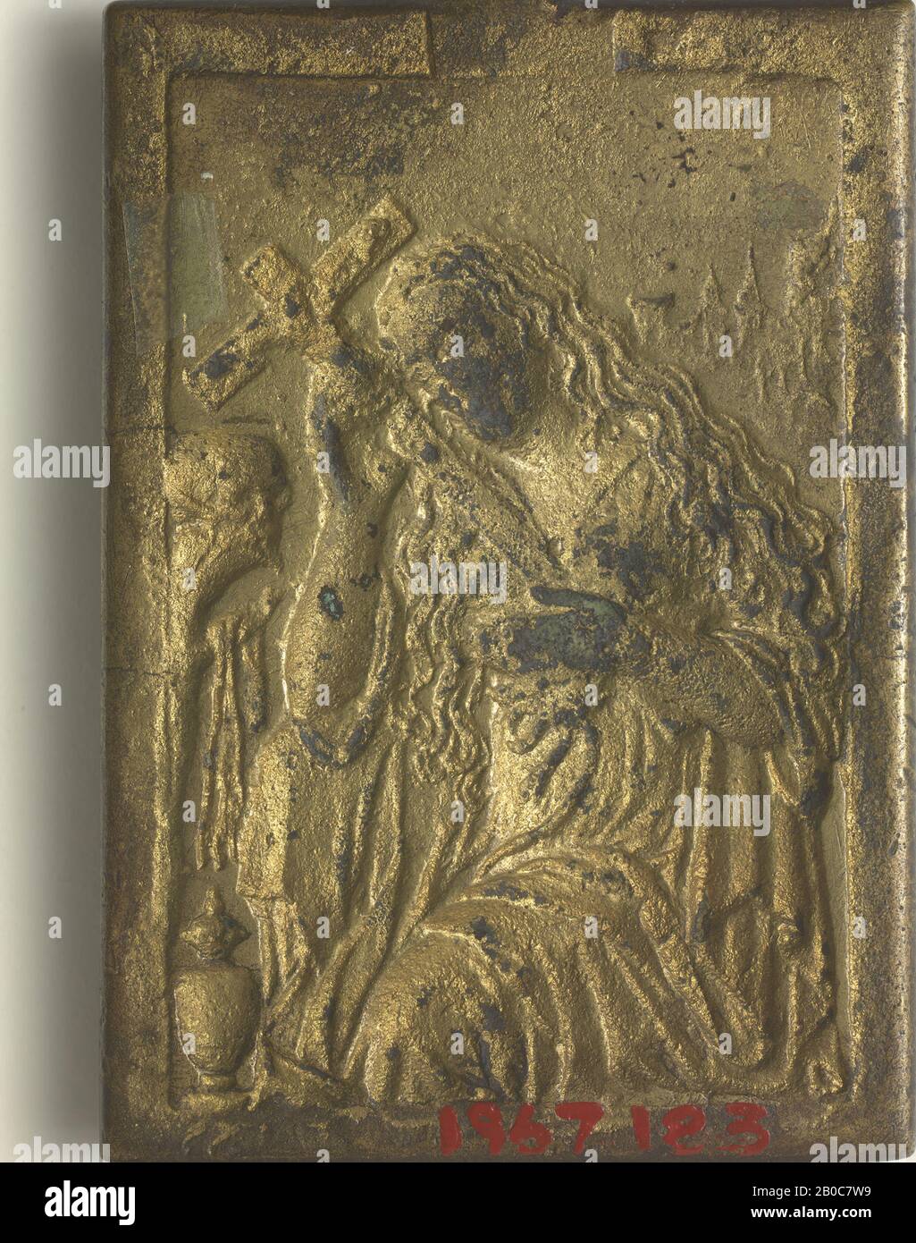 Unbekannter Künstler, Die Repentante Plaquette aus der Zeit um 1600, Bronze, 4 1/16 Zoll x 2 3/4 Zoll. (10,3 cm x 7 cm) Stockfoto