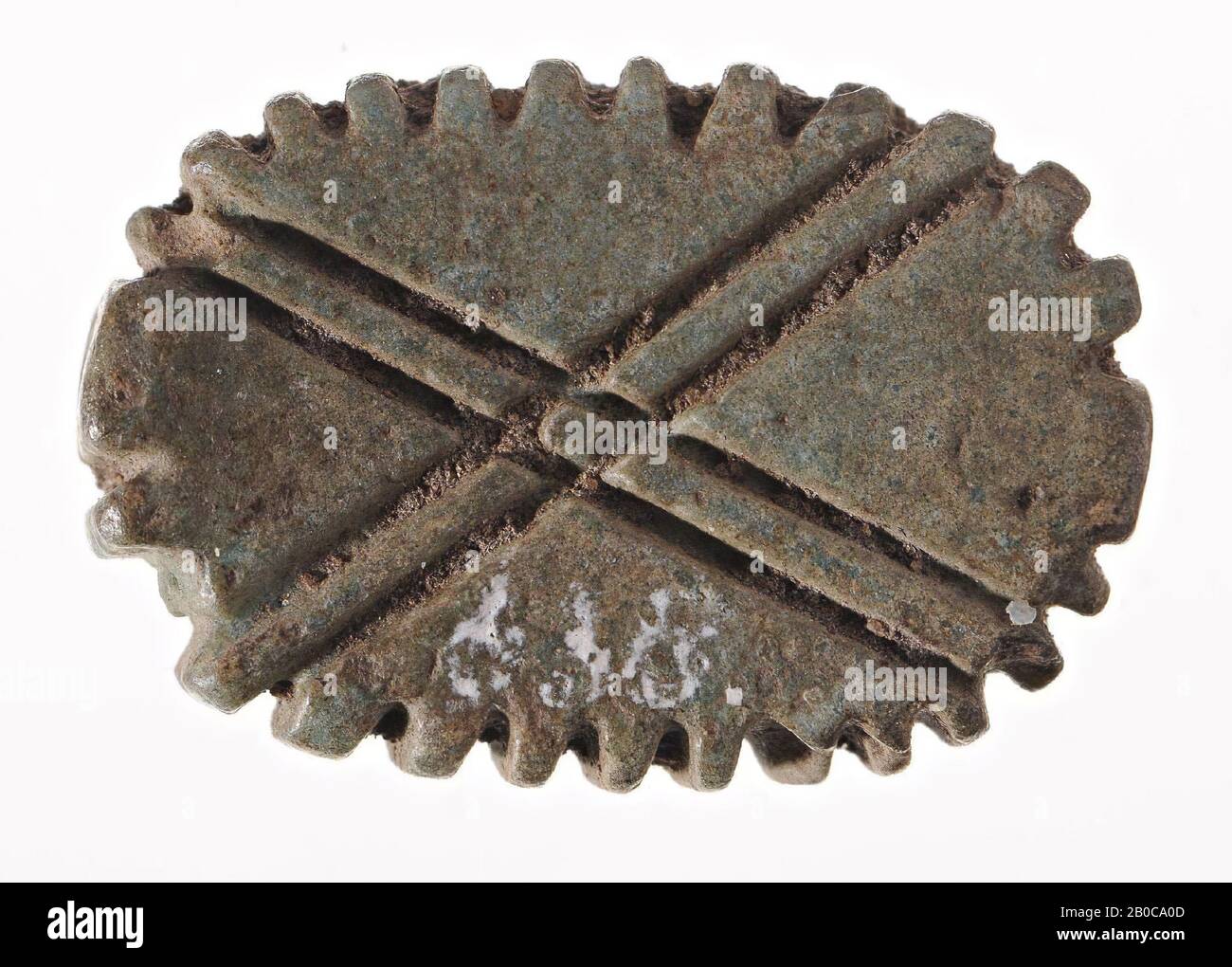 Plaque, gerippt, diagonal, Dichtung, Plaque, Faience, 1,8 cm, Ägypten Stockfoto