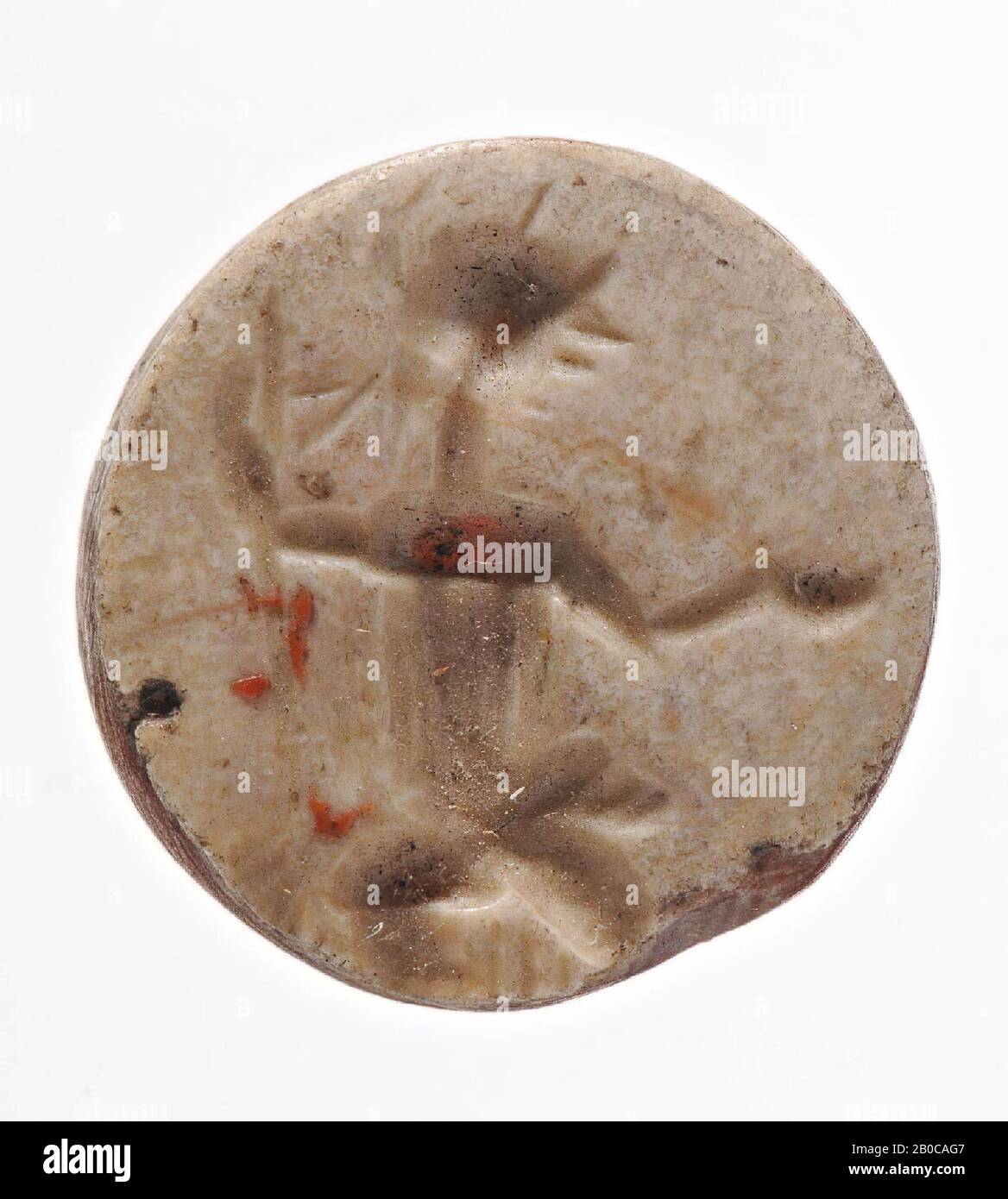 Plaque, rund, Figur, Siegel, Plaque, Jaspis (rot), 1 cm, Ägypten Stockfoto Plaque, rund, Figur, Siegel, Plaque, Jaspis (rot), 1 cm, Ägypten Stockfoto