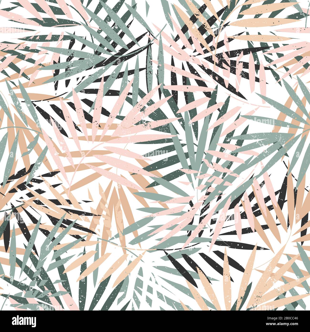 Tropische Palmen hinterlässt ein nahtloses Muster. Vektorgrafiken. Stock Vektor
