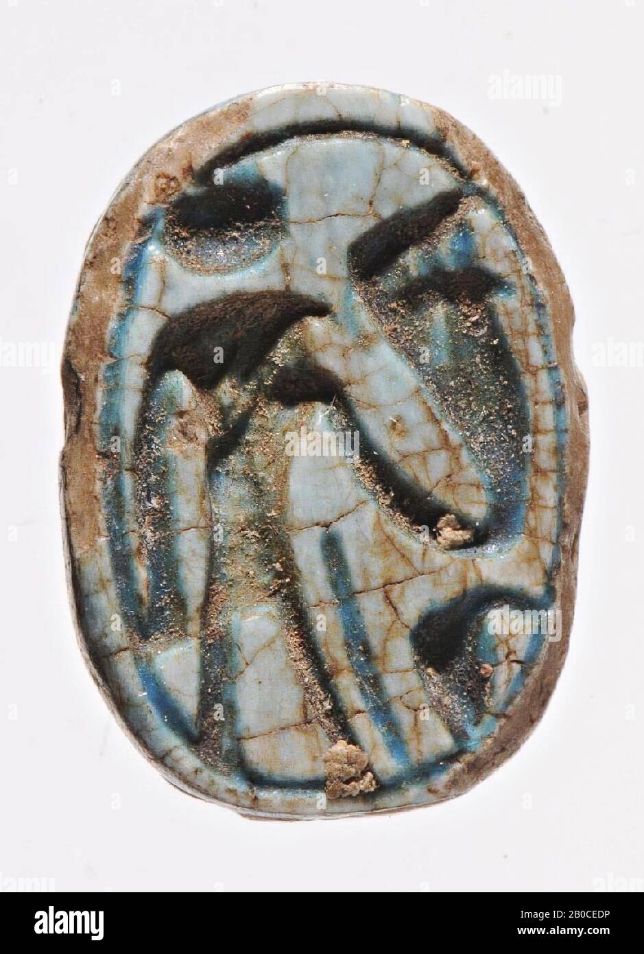 Ägypten, Siegel, Skarabäus, grün, blau glasierter Steatit, 1,5 × 1 × 0,7 cm, Standort, Ägypten Stockfoto