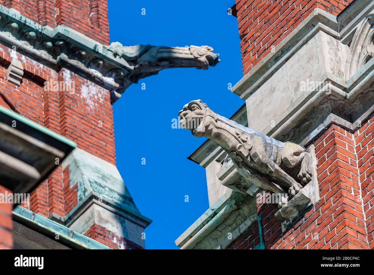 Wasserspeier auf dem Turm der Kathedrale St. Johannes in Helsinki. Finnland Stockfoto