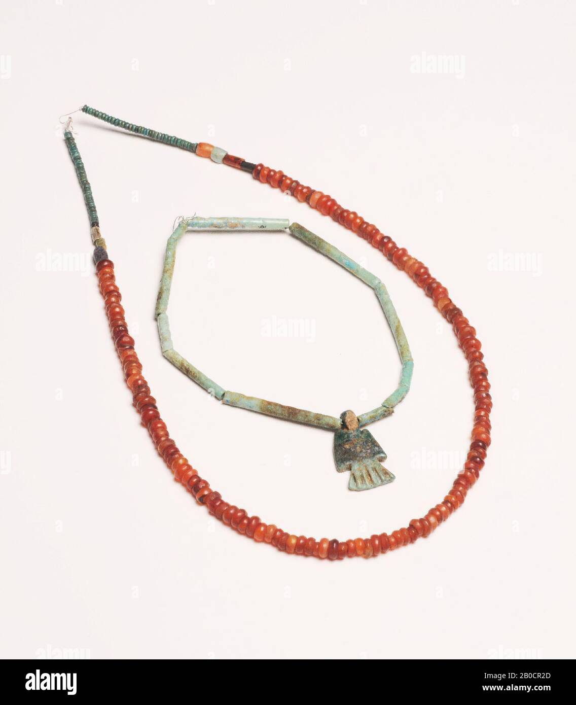 Halskette, Perle, stabförmig, lotusblume, Halskette, Faienz, Länge: 27 cm, Ägypten Stockfoto