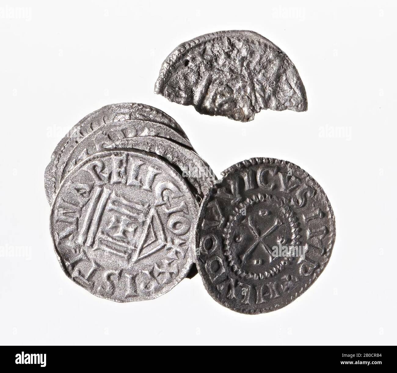 Fragment des Clogs 12-17., Münze, Fragment, Denarius Lodewijk de Vrome, Metall, Silber, 822-840, Niederlande, Utrechter, Wijk bij Duurstede, Wijk bij Duurstede, David van Bourgondiëweg Stockfoto