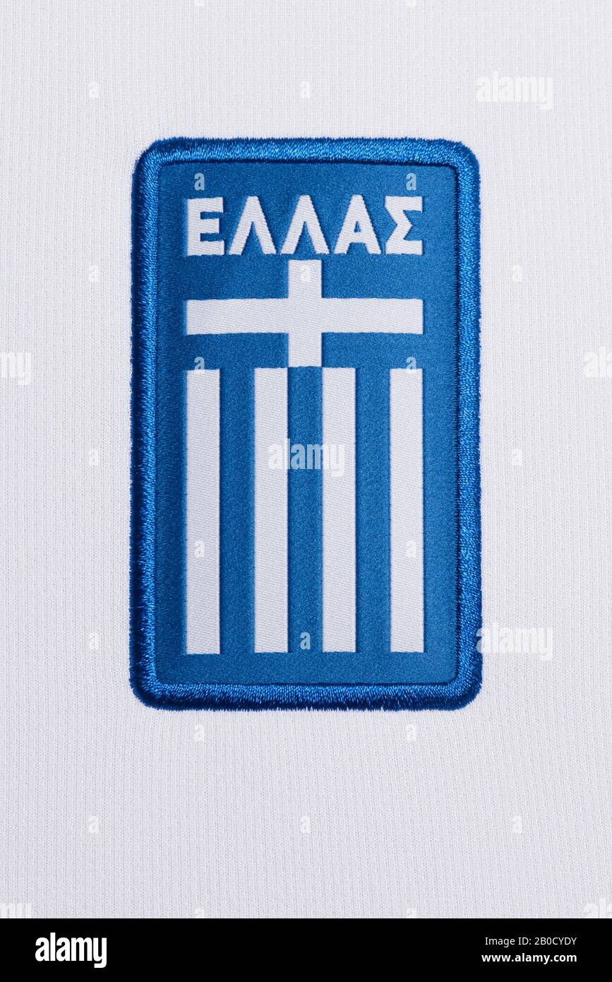 Nahaufnahme des griechischen Fußballnationalteams Nike KIT 2020 Stockfoto